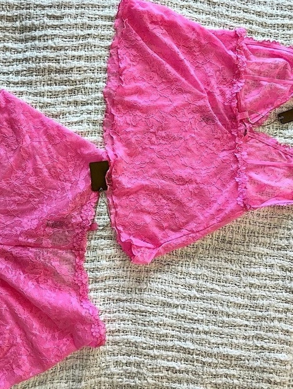 NWT SKIMS Stretch Lace Triangle Cami and Short Set Lace Panty Set in Pink Size M